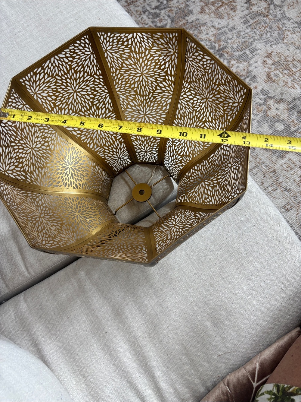 SWAIFDEE Eight-Petal Lotus Metal Lamp Shade Antique Bronze Etched Floral Décor - Picture 13 of 15
